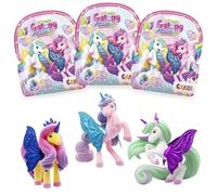 GALUPY Rainbow Unicorn - Pack de 3X Figurines Licorne à Collectionner, Jouet Licorne avec Cristal Swaroski et Ailes Scintillantes