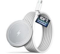 Galvanox Chargeur sans fil avec cordon extra long pour iPhone - 3 m (compatible avec MagSafe) - Tapis de charge rapide magnétique (15 W) avec câble de 3 m (blanc)