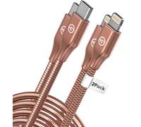 Galvanox Lot de 2 câbles Lightning vers USB-C en nylon tressé certifié Apple 1,8 m - Prend en charge le chargement PD 18 W (rouge/noir)