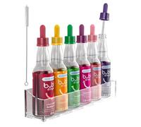 Galvanox Pipettes Compte-Gouttes en Verre avec Support - 6 Bouteilles pour Arômes SodaStream Bubly Drops - Organisateur de Comptoir ou Support Mural (6 Pipettes à Aspiration Colorées)