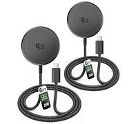 Galvanox Qi2.2 Lot de 2 chargeurs magnétiques sans fil certifiés 25 W pour Samsung [charge rapide] [corps en aluminium] pour Galaxy S25, Ultra, Android et iPhone, compatible avec MagSafe - Noir 1,8 m