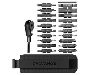 Galvanox - Set de 22 accessoires pour outils Leatherman 59HRC, 21 embouts double face en acier trempé avec tournevis à cliquet à extrémité plate et étui de rangement noir