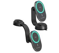 Galvanox Support magnétique sans fil pour chargeur de voiture, charge rapide 25 W (compatible avec MagSafe), support de téléphone à ventouse pour tableau de bord avec bras flexible réglable et