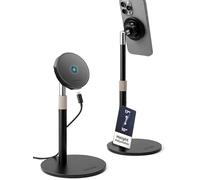 GALVANOX Support Téléphone Magnétique avec Chargeur Sans Fil 15W - Support Bureau Réglable Compatible MagSafe, Base Métal Lourde, Station de Charge Rapide pour iPhone, Idéal pour Bureau & Appels Vidéo