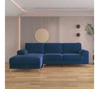 Concept Usine Canapé d'angle GALWAY gauche 4/5 places velours bleu