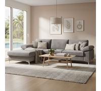 GALWAY - Canapé d'angle gauche 4-5 places velours gris