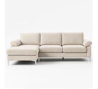 Concept Usine Canapé d'angle Galway gauche 4-5 places en velours beige