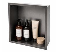 Galyon Cabine de douche encastrable Atlantic HOR001 Niche de salle de bain en acier inoxydable 304 | carrée 33 x 33 cm profondeur 10 cm, étagère de rangement murale | 6 finitions premium (noir Gun