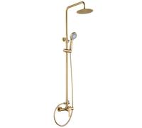 GALYON Imex Barre de douche - Robinetterie en laiton série ROMA, colonne de douche moderne, extra-plate avec pommeau Ø20 cm, 3 positions, finition anti-calcaire (Or brossé)