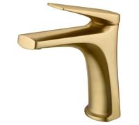 GALYON Imex Robinet mitigeur lavabo - Série DELOS Robinet en laiton finition or brossé avec cartouche céramique de Ø28 mm et flexibles de 3/8", design moderne et fonctionnel.