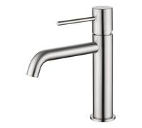 GALYON Imex - Robinet mitigeur lavabo série Monza, robinet moderne, lavabo, finition nickel brossé, cartouche céramique Ø26 mm, flexibles 3/8"