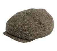 Gamble & Gunn Ardura Casquette plate unisexe 100 % laine tweed irlandais Donegal 8 panneaux avec bouton Entretien facile Entièrement doublé - Marron - XXX-Large