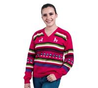 Gamboa Alpaca Laine Pull Femme Rose Classique Princesse Diana Col V Pulls