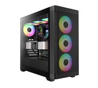 GAMDIAS Athena M3 Boîtier PC ATX Mid Tower, Maille d'aération Avant, 4 Ventilateurs PWM ARGB 120mm, Hub de Ventilateur 8 Ports, Support de radiateurs Double 360mm & Gen 2 Type-C, Sync MB, Noir