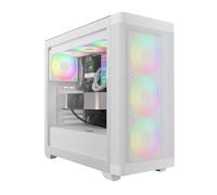 GAMDIAS Athena M3 Boîtier PC Gamer ATX Tour Moyenne, Panneau Frontal en Maillage pour Le Flux d'air, 4 Ventilateurs ARGB PWM de 120 mm Inclus, Panneau Latéral en Verre Trempé, Blanc