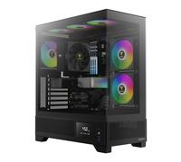 GAMDIAS Atlas M1 Boîtier PC Tour Moyenne ATX, Écran de Surveillance en Temps Réel, 3 Ventilateurs ARGB PWM 120 mm, Verre panoramique 270°, Entrées d’Air Latérales à Haut Débit, Noir