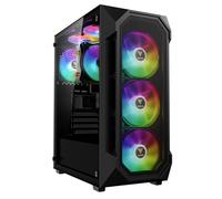 GAMDIAS Aura GC1 Elite ARGB Boîtier PC Gamer ATX Tour Moyenne, Panneau Frontal en Maillage pour Le Flux d'air, 4 Ventilateurs ARGB de 120 mm Inclus, Panneau Latéral en Verre Trempé, Noir