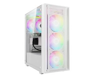 GAMDIAS Aura GC2 Elite ARGB ATX Boîtier PC Mid Tower Ventilateur ARGB 4 x 120 mm, Panneau Avant en Maille à Haut débit d'air, Installation sans Outils, Panneau latéral en Verre trempé, Blanc