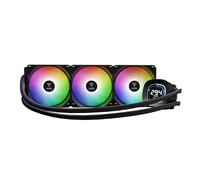 GAMDIAS AURA GL DIGITAL Refroidisseur de processeur liquide AIO 360 mm, écran en temps réel de 5,3 cm, personnalisable via logiciel, 2 ventilateurs ARGB de 120 mm, prend en charge la synchronisation