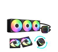 GAMDIAS Aura GL360 V2 AIO Refroidisseur liquide pour processeur 360 mm, conception de routage facile des câbles, pompe rotative à performance rotative, 3 ventilateurs PWM ARGB à faible bruit de 120 mm