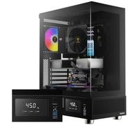 GAMDIAS Boîtier PC Atlas E1 ATX Mid Tower, Moniteur en Temps réel, 3 Ventilateurs ARGB pré-installés, Verre trempé sans Couture, aérations latérales à Haut débit d'air, Noir