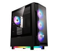 GAMDIAS Boîtier PC, Tour intermédiaire de Jeu ATX, Panneau latéral en Verre trempé sans Outils, Ventilateur ARGB pré-installé, Flux d'air sur Le Devant, 3 côtés sous Lueur, Noir