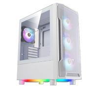 GAMDIAS Boîtier PC, Tour intermédiaire de Jeu ATX, Panneau latéral en Verre trempé sans Outils, Ventilateur ARGB pré-installé, 4 Ventilateurs ARGB 120, Flux d'air sur Le Devant, éclairage 3 côtés,