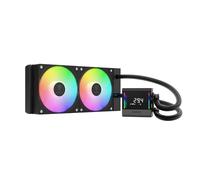 GAMDIAS CHIONE E4 Refroidisseur d'eau pour processeur AIO 240 mm, affichage numérique en temps réel, pompe PWM brevetée, design de câble caché, ventilateur ARGB PWM avec synchronisation MB, Intel LGA