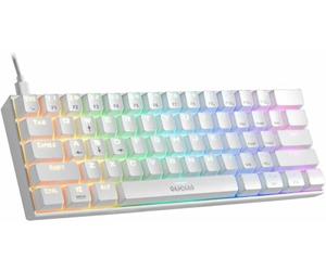 GAMDIAS - Clavier de jeu mécanique Hermes E3-61 touches RVB - Commutateur rouge - Commutateurs optiques certifiés - Fonction N-Key Rollover et anti-ghosting (GD-Hermes E3 RED WH)