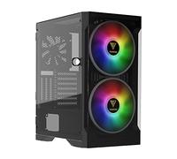 GAMDIAS PC Gamer Boitier, Boîtiers Gaming ATX Moyen Tour Vide, Airflow Case, 2 Ventilateurs ARGB de 200 mm Intégrés, Fenêtre en Verre Trempé, Noir