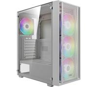 GAMDIAS PC Gamer Boitier, Boîtiers Gaming ATX Moyen Tour Vide, Airflow Mesh Case, 4 Ventilateurs FRGB de 120 mm Intégrés, Verre Trempé Latéral, Blanc