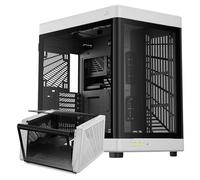GAMDIAS PC Gamer Boitier, Boîtiers Gaming EATX Grand Tour Vide, 2 Positions, Double Chambre, Porte en Verre Trempé à Ouverture Tactile, Airflow, Blanc