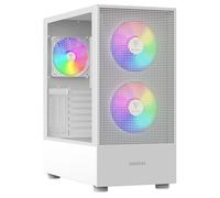 GAMDIAS TALOS Boîtier PC EATX Gaming Mid Tower, Ventilateur pré-installé 3 PWM ARGB, Panneau latéral en Verre trempé, Maille de Flux d'air, Support Dual 360 & Type-C, Blanc