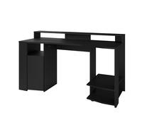 Bureau gaming LED droit - Noir - L 152 x P 61,5 x H 86,7 cm - Grande zone de jeu - GAMING