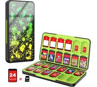Game Card Storage Case Compatible with Nintendo Switch OLED 2021/Switch/Switch Lite,Silicone Storage Box with 24 Slots,Protective Organizer Storage,Yellow & Green,Modern