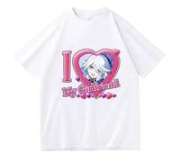 Game Character Furina Pattern T-Shirts Furina Focalors Genshin Summer Short Sleeves Impact Top Basic O-Neck T-Shirts