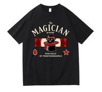 Game Character Lyney Pattern T-Shirts Lyney Lynette Genshin Summer Short Sleeves Impact Top Basic O-Neck T-Shirts