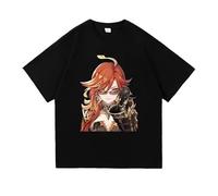 Game Character Mavuika Pattern T-Shirts Mavuika Pyro Archon Genshin Summer Short Sleeves Impact Top Basic O-Neck T-Shirts