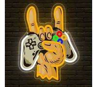 Game Controller Panneau néon blanc,Manette de Jeu Neon LED Eclairage Décor pour Salle de Jeux Chambre Ado Bar Club Man Cave Party,Gaming Neon Mural Cadeau pour Joueur USB Powered（16.4"*12.8"）