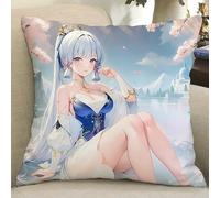 Game Coussin Rembourré pour Kamisato Ayaka 60x60cm, Housse de Coussin Double Face Décoration D'intérieur pour Les Fans Joueurs Cadeaux,1