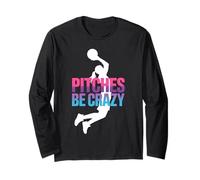 Game Day Baseball Fan Femmes Fille Pitches Be Crazy Manche Longue