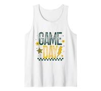 Game Day Football Season Retro Green Gold Checker Sports Débardeur