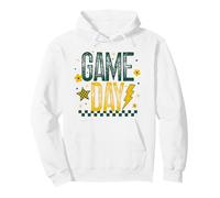 Game Day Football Season Retro Green Gold Checker Sports Sweat à Capuche