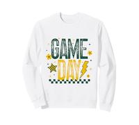 Game Day Football Season Retro Green Gold Checker Sports Sweatshirt