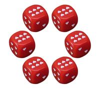Game Dice Set, Acrylic Tabletop Dice Heart-Shaped Pips, 2.5cm/0.98 inches Rounded Corner Design for Smooth Rolls, 6-Piece Colorful for Math Education Collecting Board Games