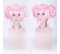 Game Fate Grand Order Tamamo No Mae Perruque Cosplay Perruque Synthétique Halloween Party FATE FGO Tamamo Perruque Rose avec doubles queues de cheval Taille Unique Perruque Tamamo PL-336