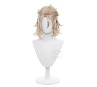 Game Genshin Impact Albedo Perruque pour homme et femme Cheveux mi-longs en lin pour Halloween, fête, cosplay