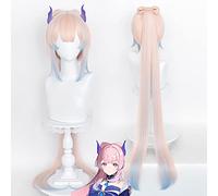 Game Genshin Impact Kokomi Perruque longue en cheveux synthétiques résistants à la chaleur Rose clair Bleu + bonnet de perruque