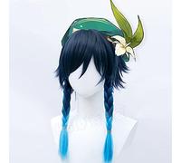 Game Genshin Impact Venti Cosplay Perruques de Cosplay Blue Gradient Perruque Synthétique Perruque Synthétique + Marque Wig Net