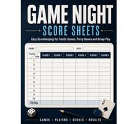 Game Night Score Sheet: Large 120+ Sheet Scorekeeping Notebook for Board Games, Card Games and More
